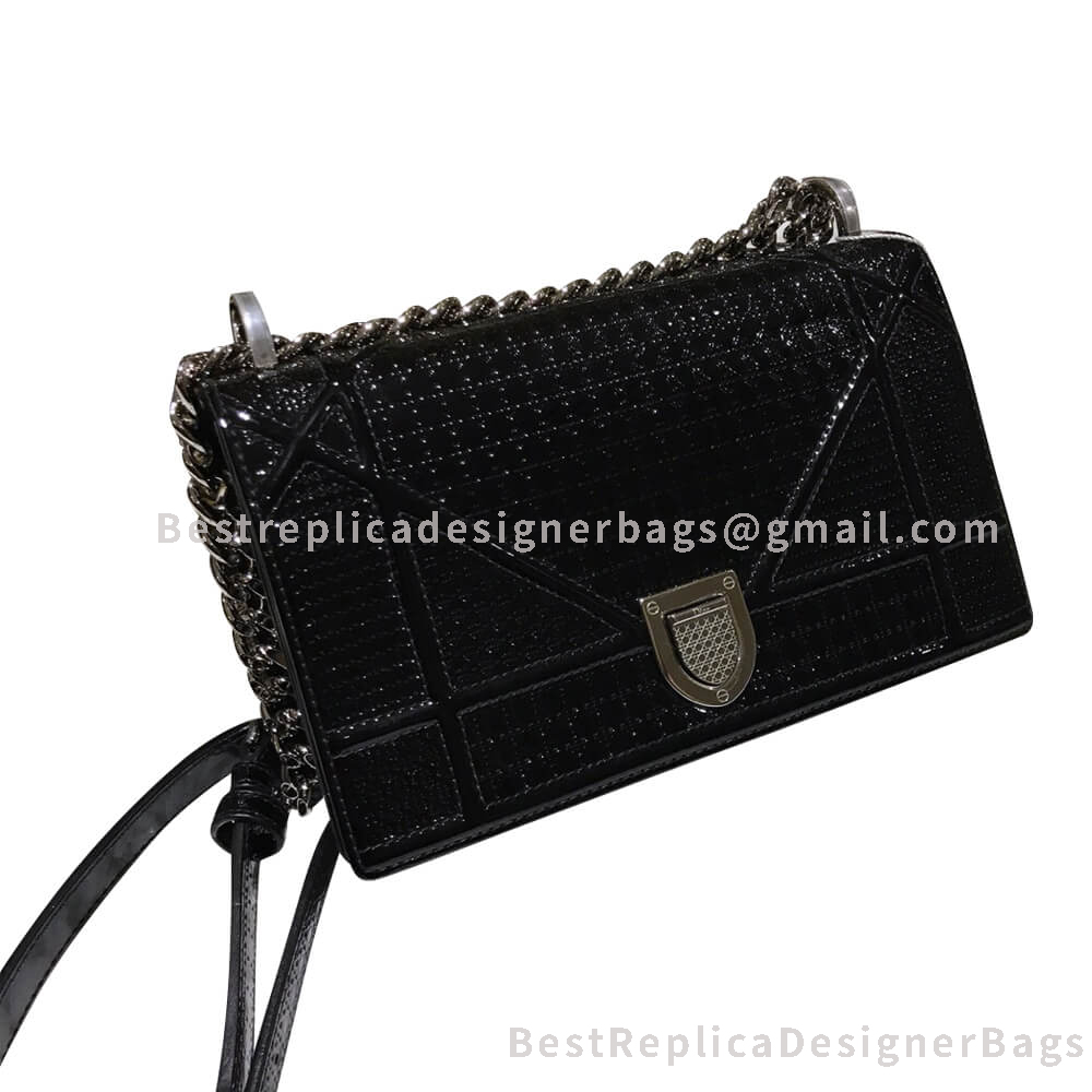 Dior Small Diorama Metallic Perforated Calfskin Bag Black SHW